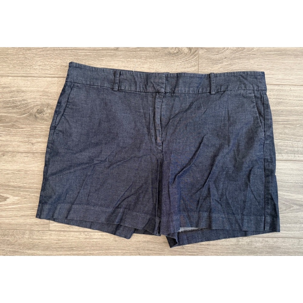 Ann Taylor Factory Shorts Size 16 Blue Denim Cotton Casual Classic Preppy Summer